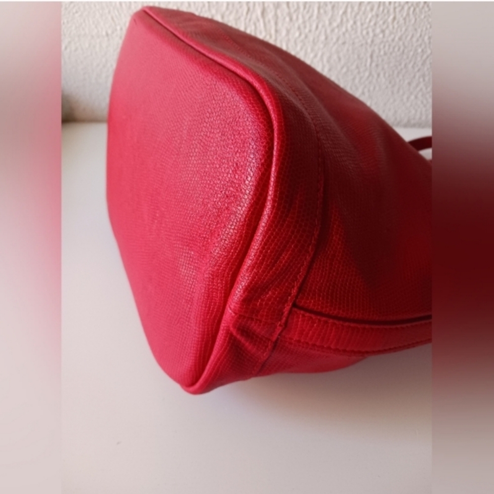 NWT Longchamp Vermillion red genuine leather bucket, tote,handbag bag - Picture 14 of 16